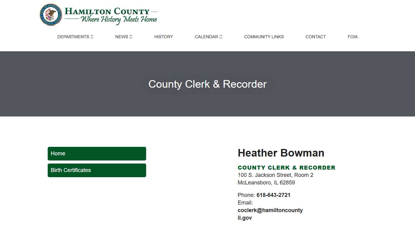 County Clerk & Recorder - Hamilton County IL